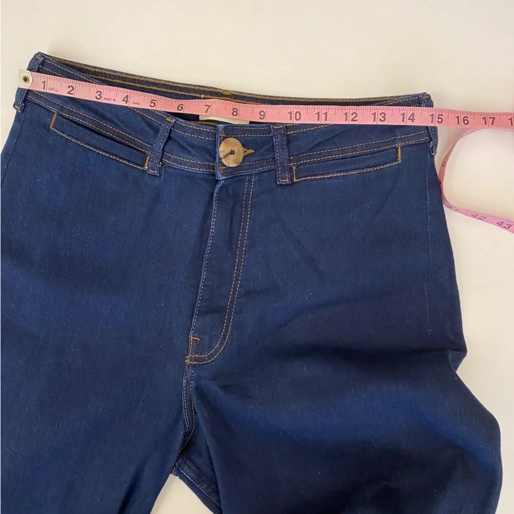 Anthropologie || High Rise‎ Wide Leg Raw Hem Trouser Jeans Dark Wash Blue 31